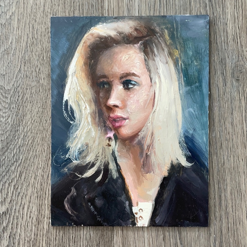 Oil painting-girl in black